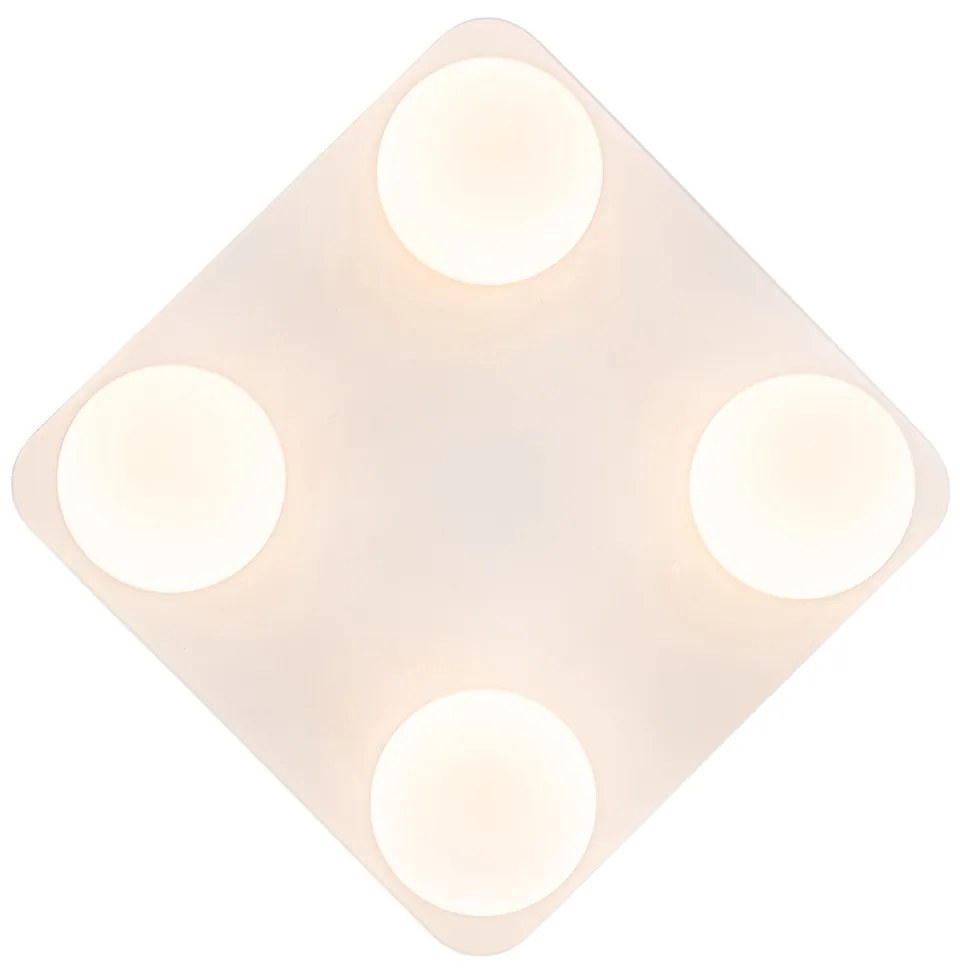 Modern fürdőszobai mennyezeti lámpa fehér négyzet alakú 4-lámpás - Cederic