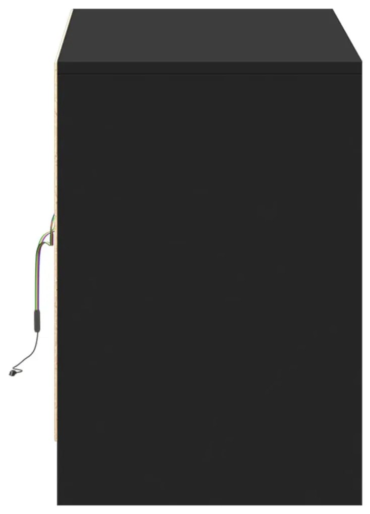 fekete szerelt fa TV-szekrény LED-ekkel 100 x 34 x 50 cm