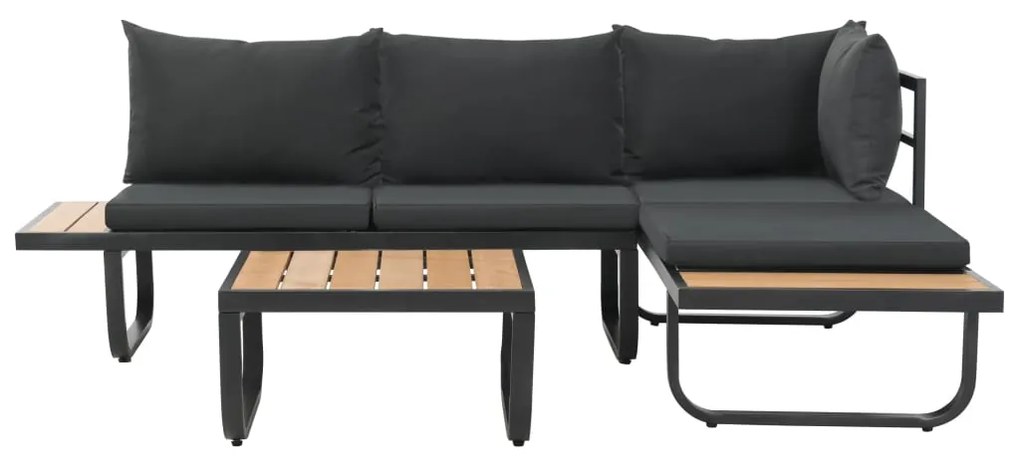 vidaXL 2 részes szürke alumínium és WPC kerti sarokgarnitúra párnákkal