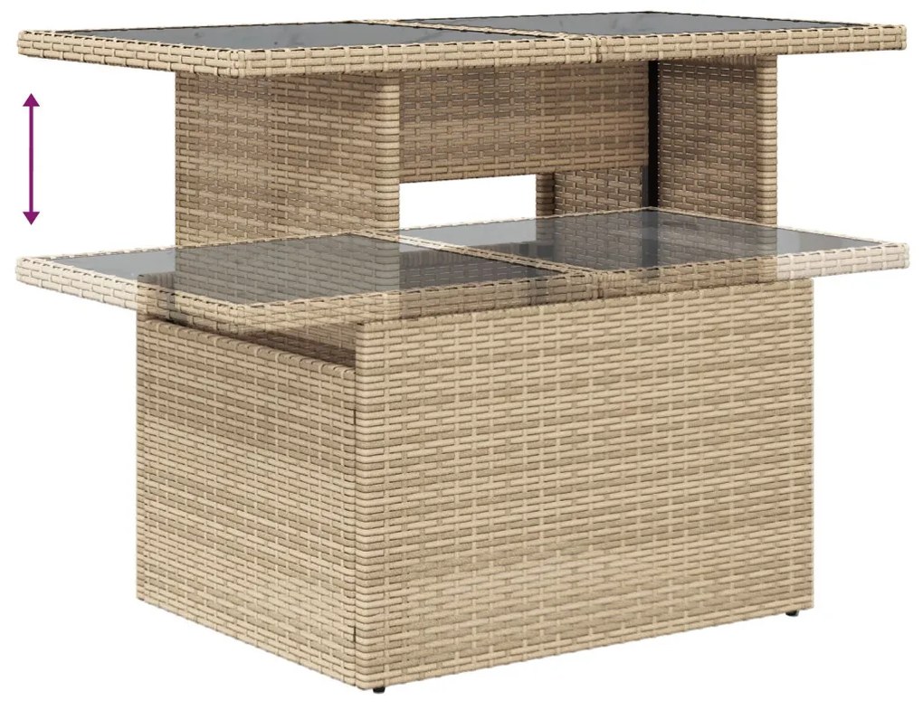 7 Részes Kert Kanapé Szett Párnákkal Bézs Polyrattan