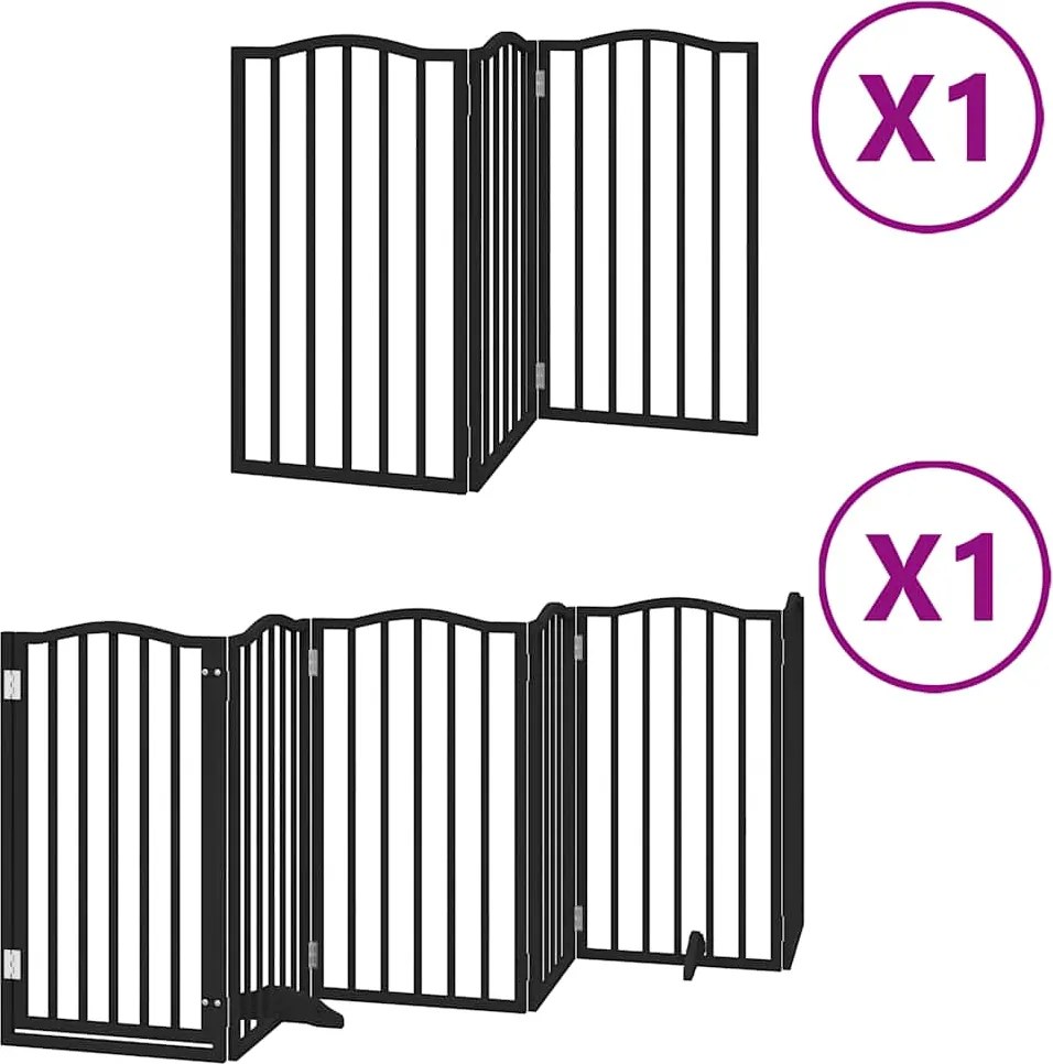 vidaXL fekete nyárfa 9 paneles összecsukható kutyakapu ajtóval 450 cm