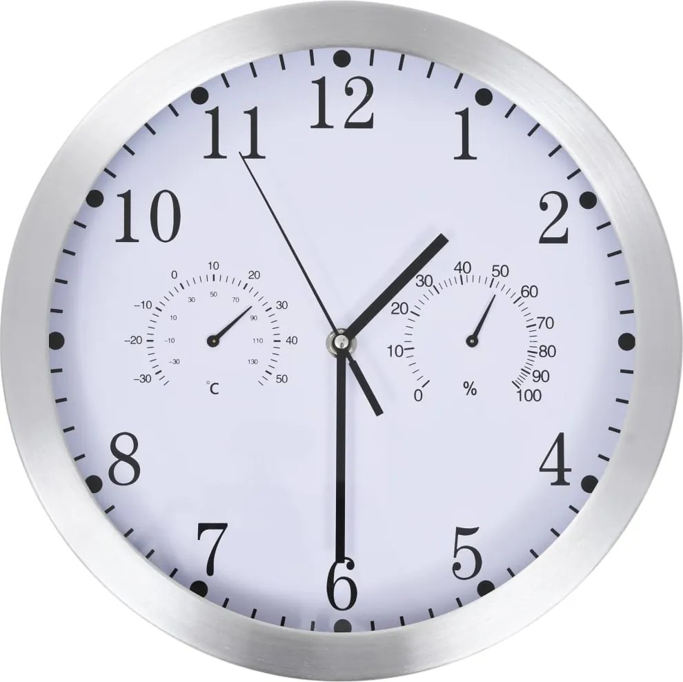 vidaXL kvarcszerkezetes fehér falióra higrométerrel, hőmérővel, 30 cm