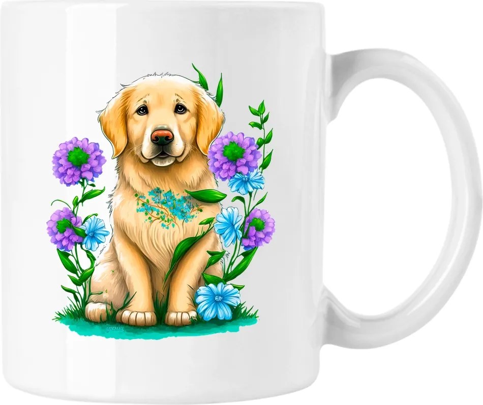 Pies Bögre Virágokkal Művészet 6 Fehér 330ml