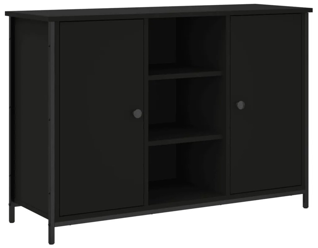 fekete szerelt fa tálalószekrény 100 x 35 x 70 cm