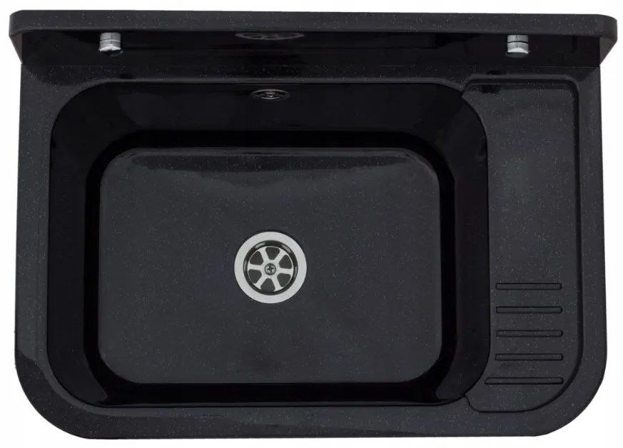 Mosogató Quality Universe, univerzális műanyag mosogató 50x34x31 cm + szifon, 1 kamrás, fekete, SKQ-KGK50-BK