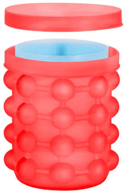 Szilikon jégkocka készítő és italhűtő - 12 x 14 cm - piros