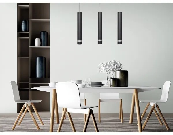 LED Csillár zsinóron TUBA 3xGU10/4,8W/230V fekete/króm