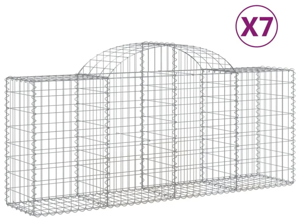 7 db íves horganyzott vas gabion kosár 200x50x80/100 cm