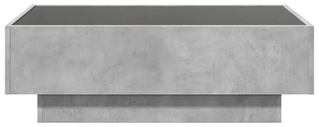betonszürke szerelt fa dohányzóasztal LED-del 90 x 50 x 30 cm