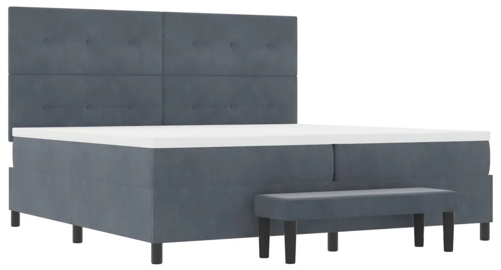 Box Spring ágy matraccal és paddal Sötétszürke 200x200 cm Bársonyos