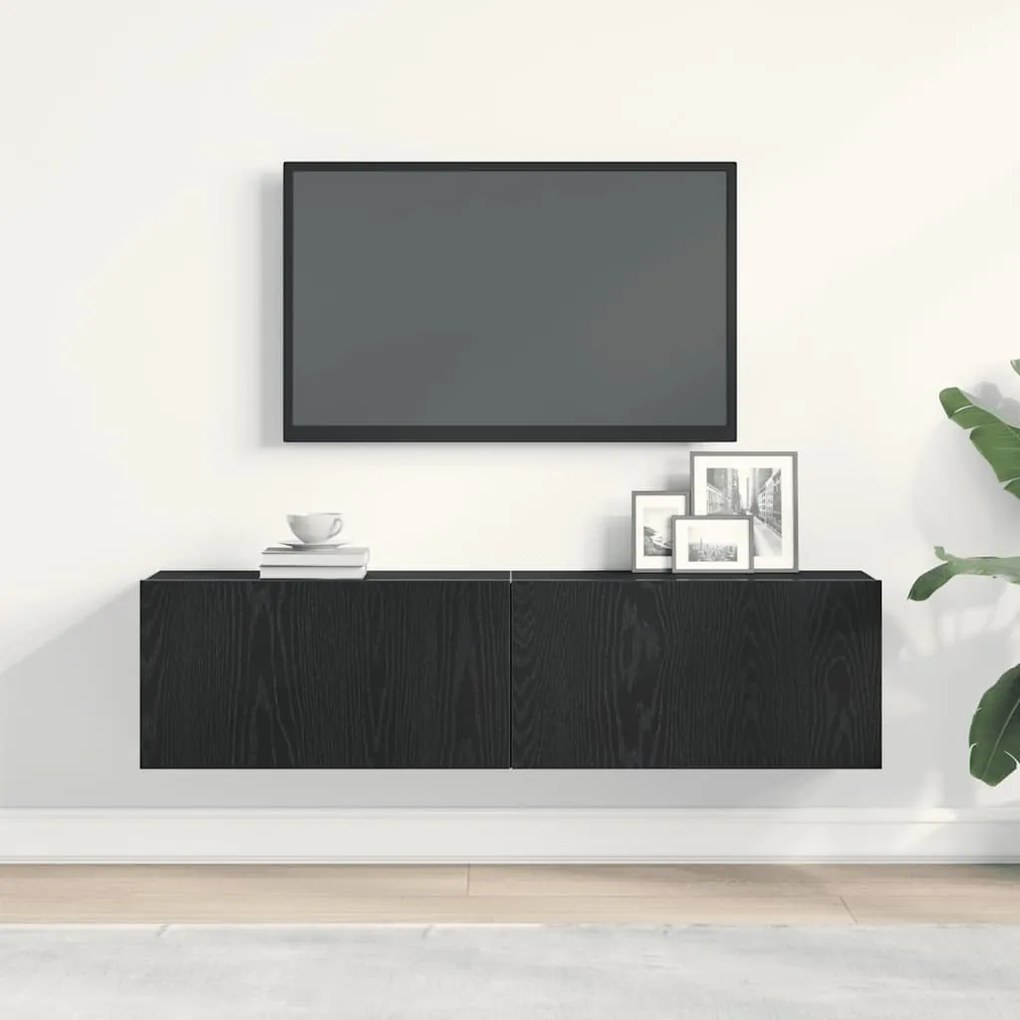 fekete tölgy színű szerelt fa TV-szekrény 120x30x30,5 cm