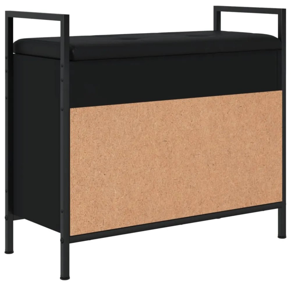 fekete szerelt fa cipőtároló pad 65,5 x 32 x 57,5 cm