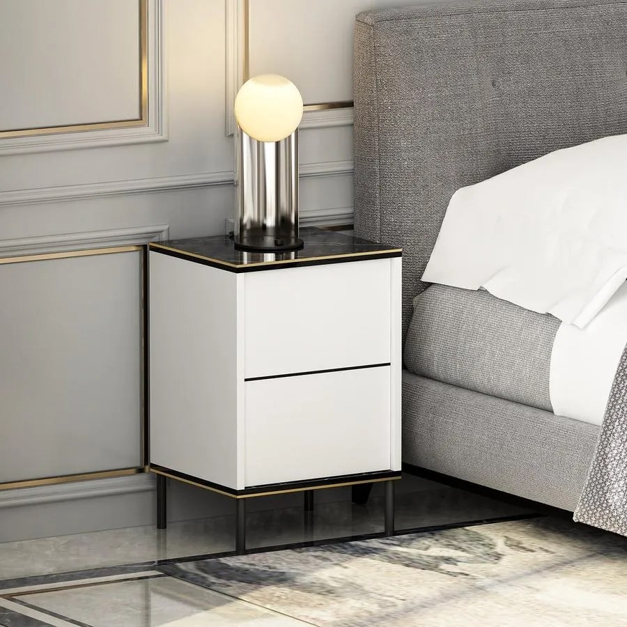 Éjjeliszekrény Imaj - White, Marble