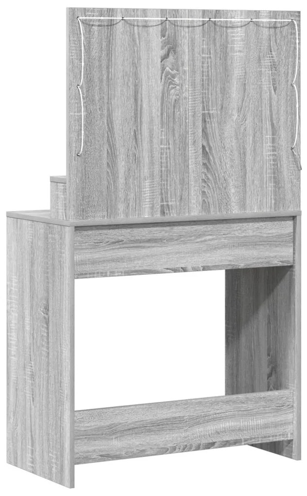 LED világítással ellátott sminkasztal - szürke, Sonoma, 79x41x135 cm