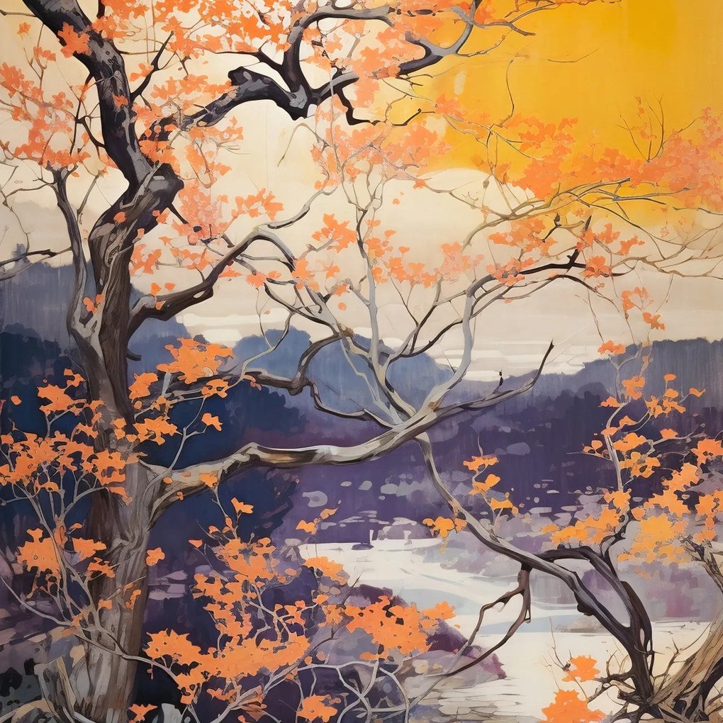 Poszter 100x100cm Arany Ősz a tóparton