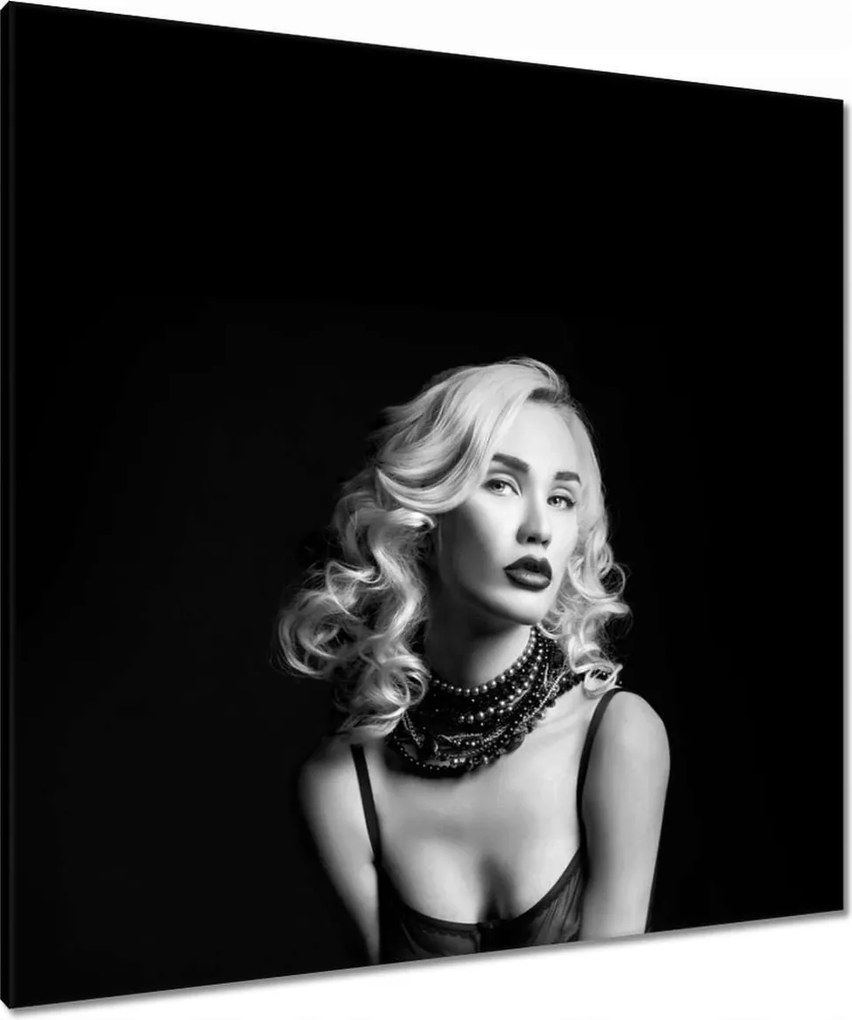 Vászonkép 90x90 Nő fekete-fehérben