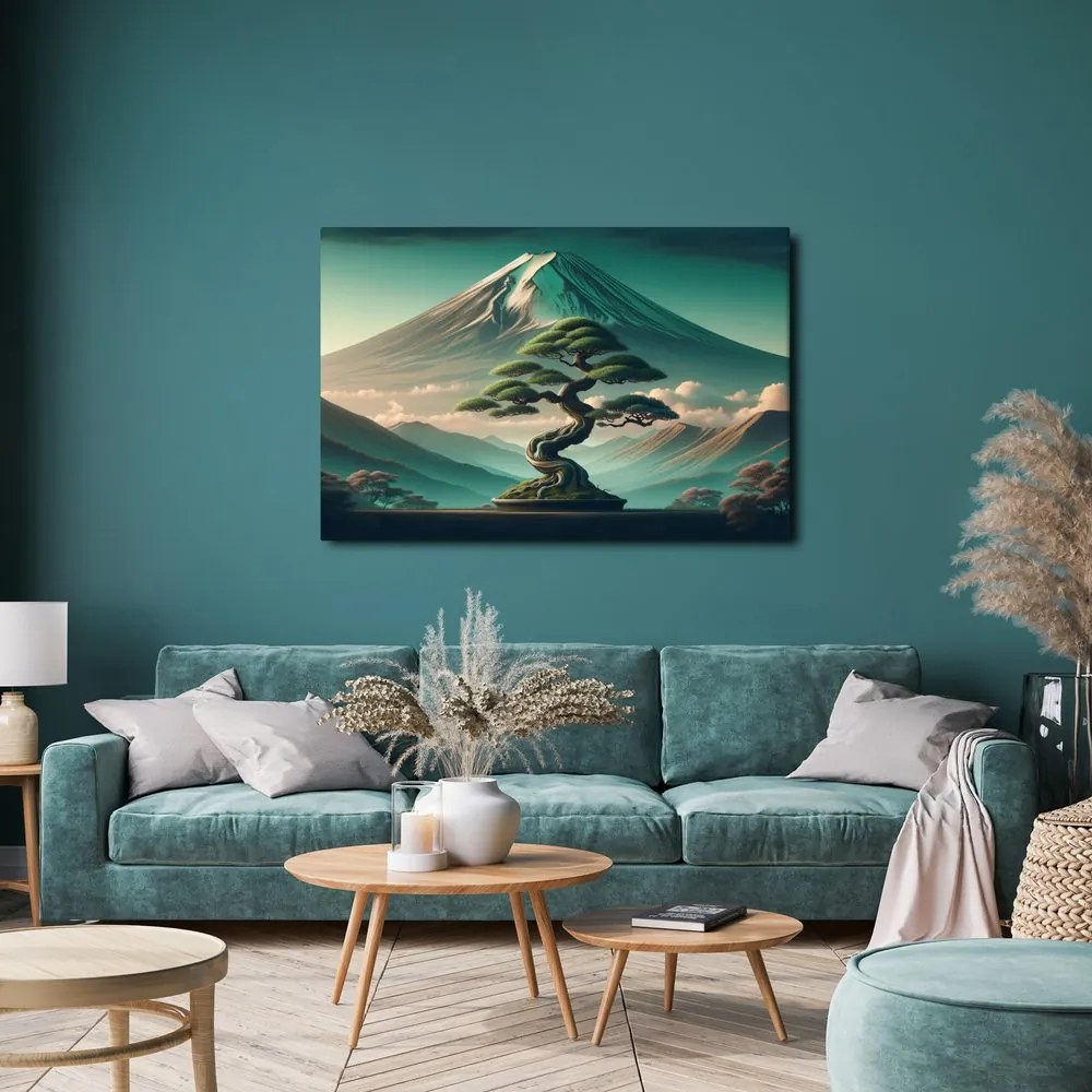 Kép bonsai és hegy japán stílusban