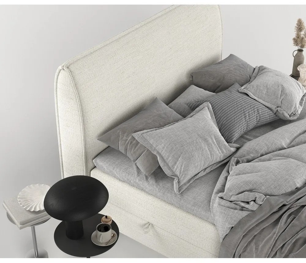 Krémszínű ágyneműtartós boxspring ágy 200x200 cm Melba – Maison de Rêve