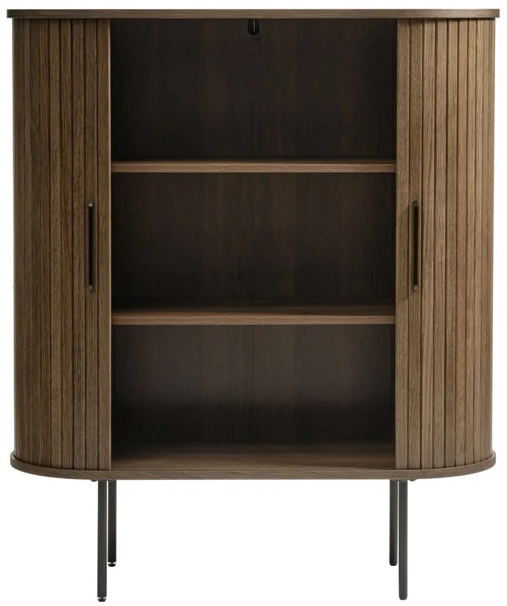 Barna szekrény tolóajtóval, tölgyfa dekorral 100x118 cm Nola – Unique Furniture