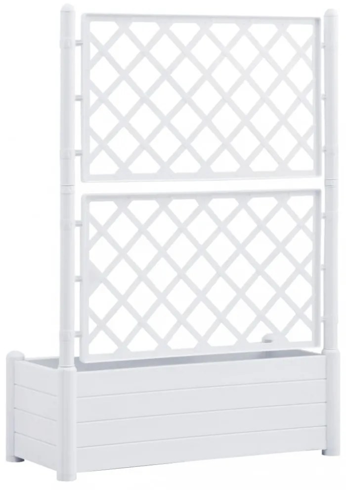 fehér polipropilén rácsos kerti ültető 100 x 43 x 142 cm