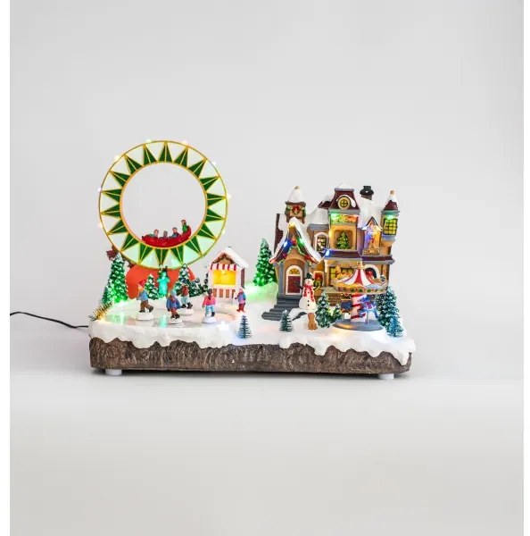 LED RGB Animált karácsonyi dekoráció zenével 30xLED/1,5W/230V havas falu