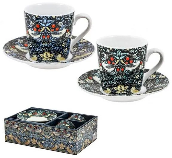 William Morris porcelán espresso kávés csésze aljjal - 2 darabos - Strawberry Thief