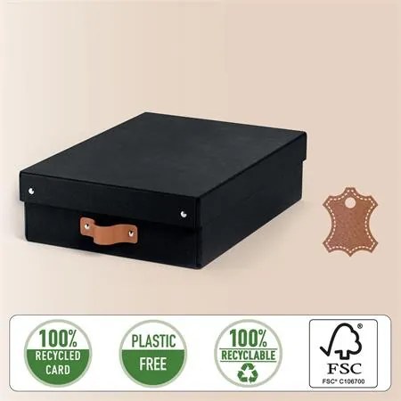 Tárolódoboz, M méret, alacsony, LEITZ Puro, fekete (E61480095)