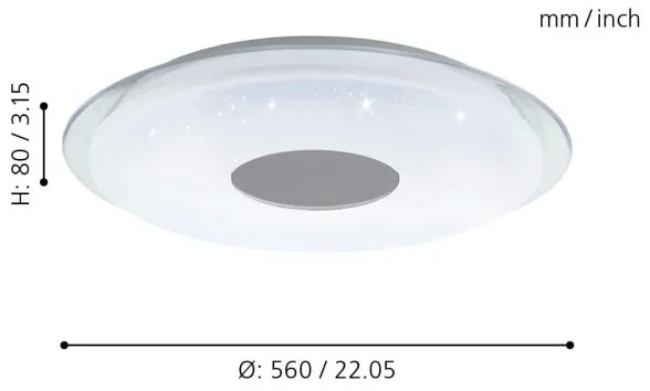 Eglo 98768 - LED RGB fényerő-szabályozó mennyezeti lámpa LANCIANO-C LED / 38W / 230V + RC
