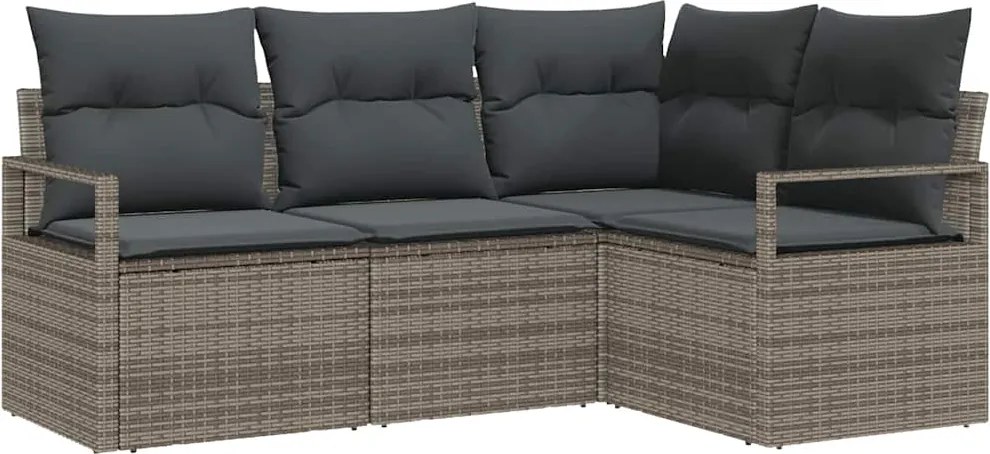 vidaXL Kanapé Szett 4 pcs Szürke polirattan