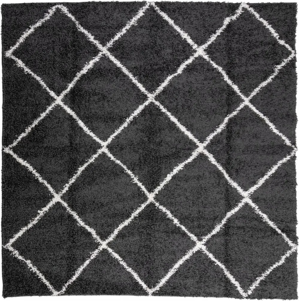 vidaXL PAMPLONA fekete és krém bolyhos modern szőnyeg 120 x 120 cm