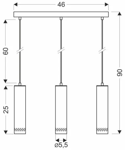 Csillár zsinóron TUBO 3xGU10/25W/230V