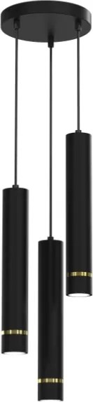 Ewilight Függő mennyezeti lámpa 3 pontos Tube 3xGU10 fekete/arany
