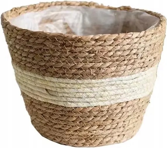 Virágtartó Fedél Szalma Kosár Kézzel Fonott 18X15CM
