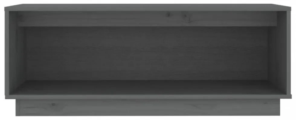 szürke tömör fenyőfa TV-szekrény 90 x 35 x 35 cm