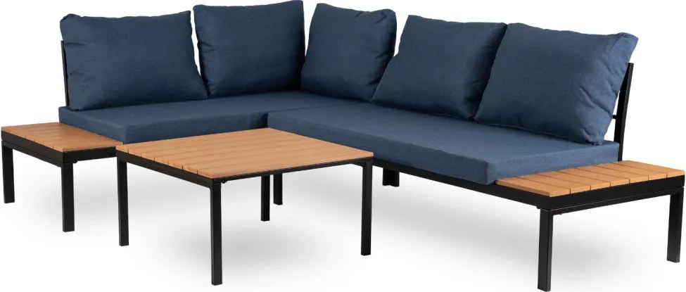 Kerti bútor szett sötétkék / fekete színkombinációban – NORMAN