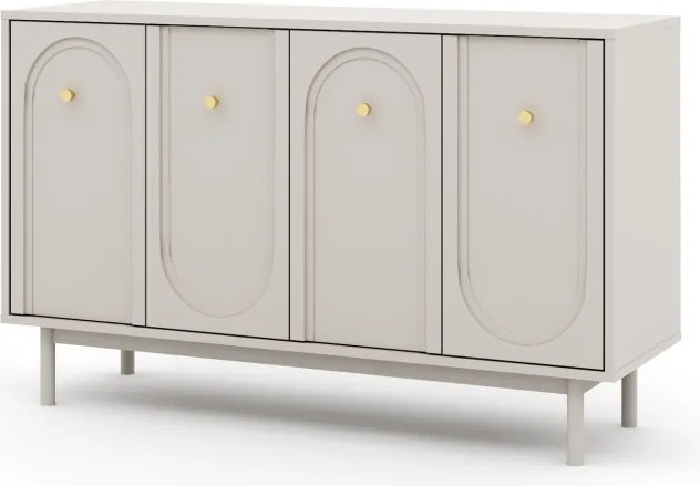 Komód 4 ajtós kasmír színben arany fogantyúkkal – MAZOMA