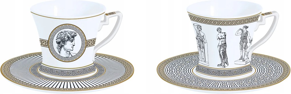 Csésze két személyre 80ml csészealj Versace motívum olasz fehér ajándék