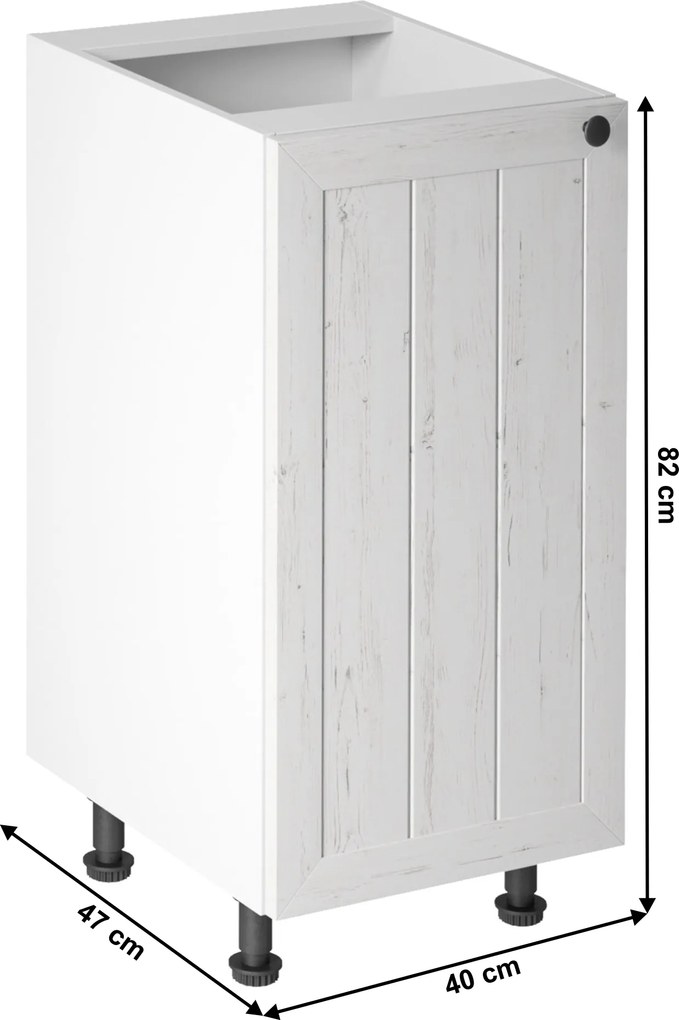 alsószekrény D40, balos, fehér/sosna andersen, PROVANCE