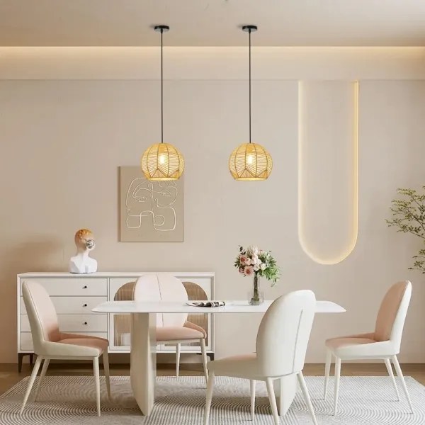 Immax 08258L - Csillár zsinóron PELO 1xE27/40W/230V átm. 30 cm rattan