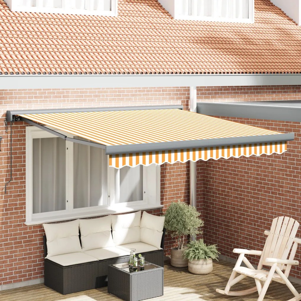 Automatikus Behúzható Napellenző Sárga és Fehér 300 x 250 cm