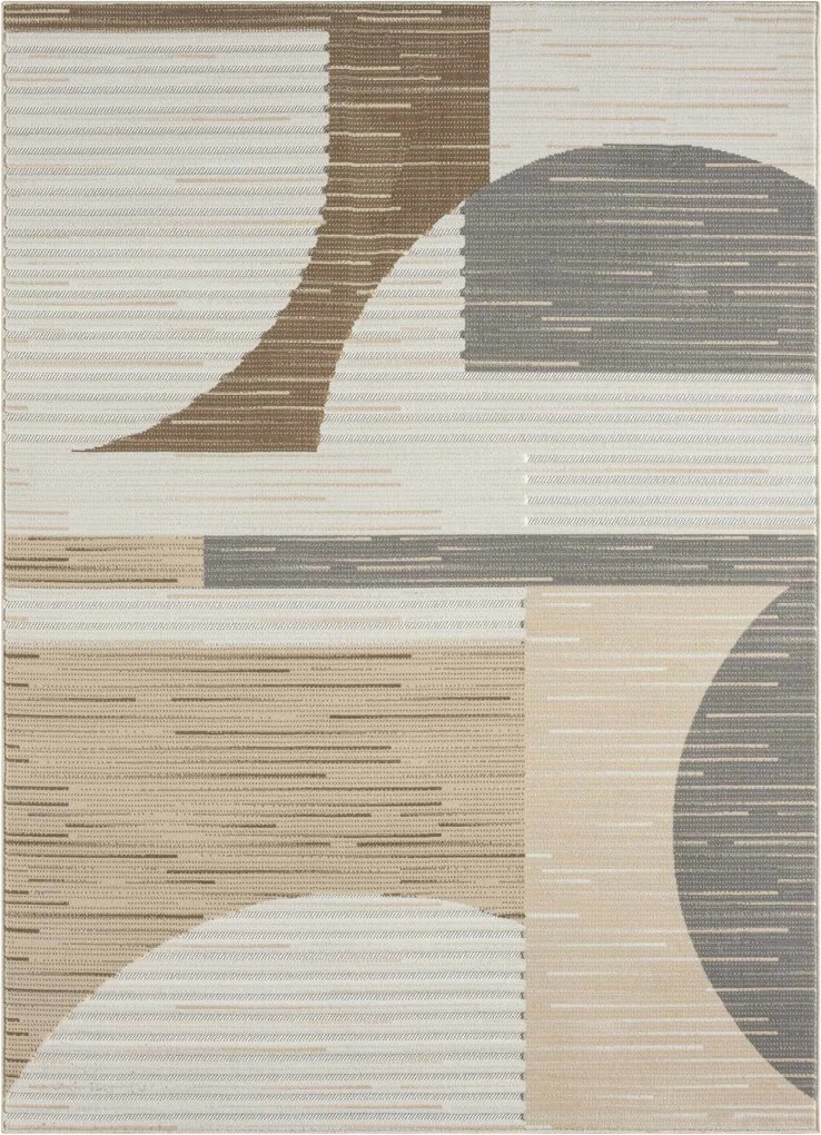 Szőnyeg a nappaliba 80x150cm, puha szálú, 3D mintával vágott, bézs-krémszínű