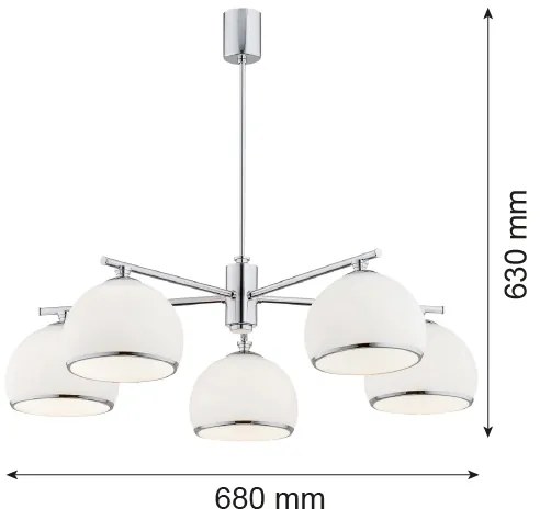 Argon 2087 - Csillár rúdon MARBELLA 5xE27/15W/230V króm