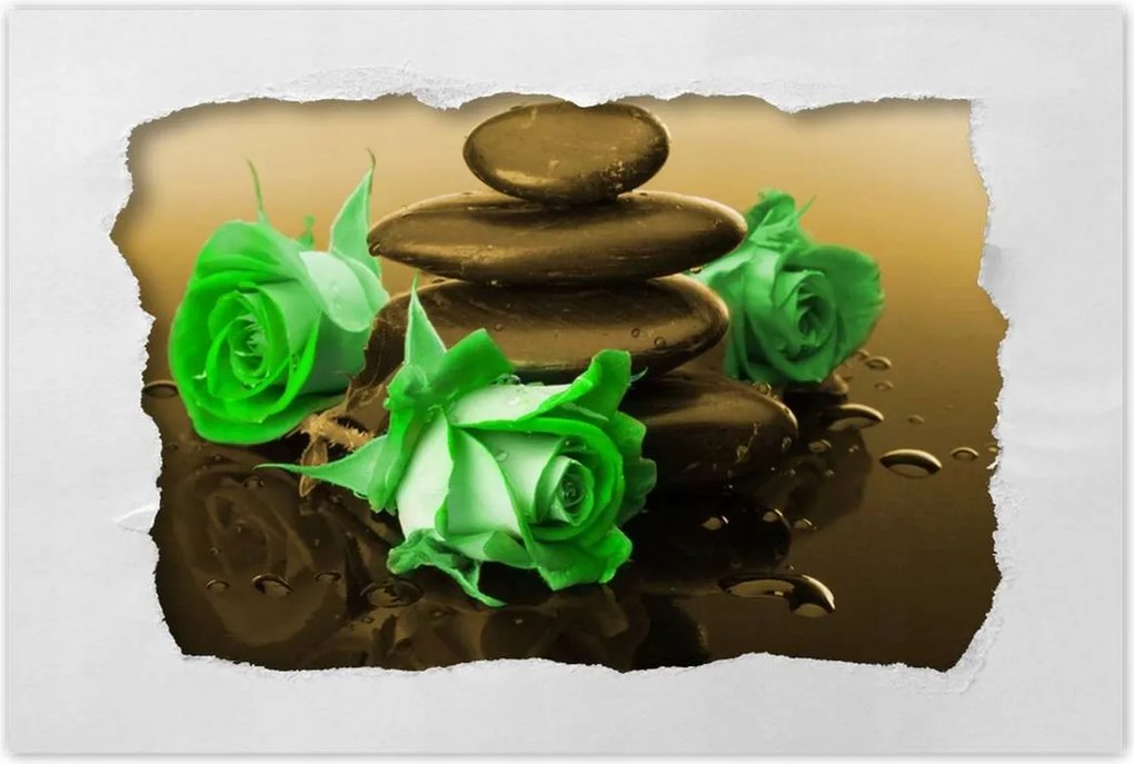 Poszterek 120x80 Zöld rózsák bronzban