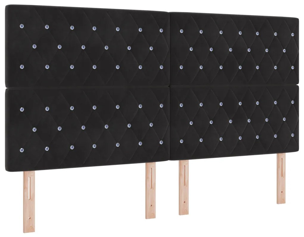 Boxspring Ágy Mattal Fekete Szuper King Bársony