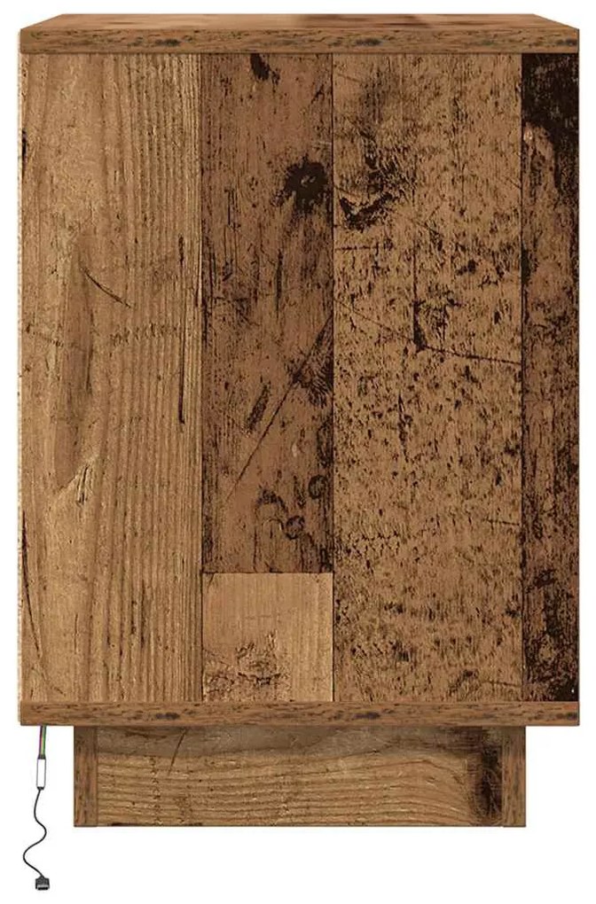2 db antik fa éjjeliszekrények LED világítással 38x34x50 cm