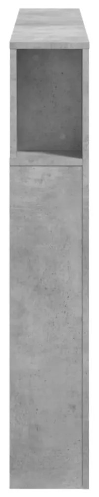 betonszürke szerelt fa LED-es fejtámla 140x18,5x103,5 cm