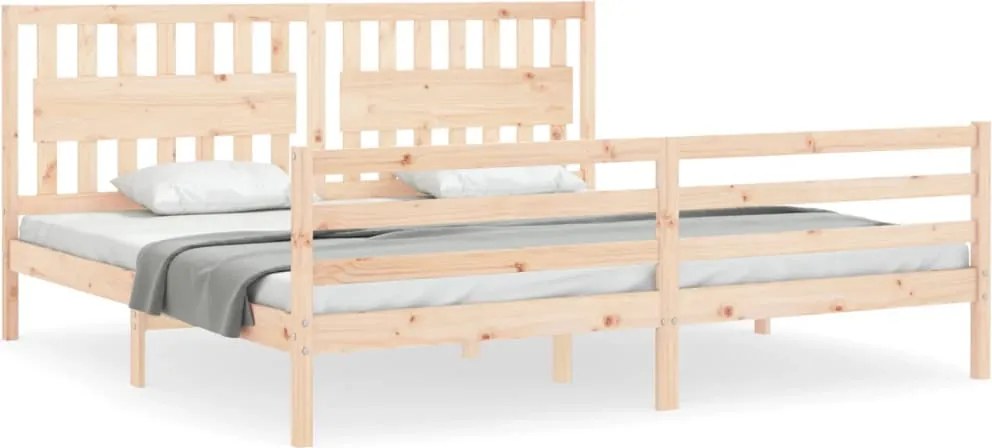 vidaXL tömör fa ágykeret fejtámlával 200 x 200 cm