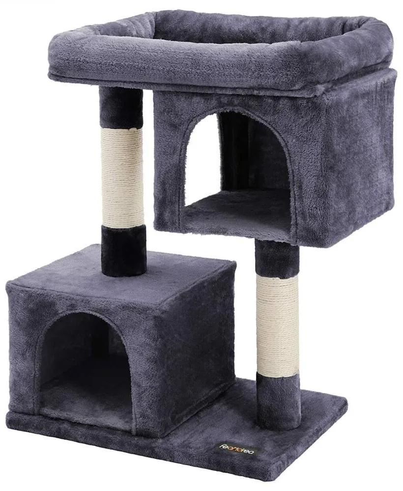 FEANDREA macska kaparó, szizál borítású kaparóoszlopokkal és 2 plüss lakással, 84 cm