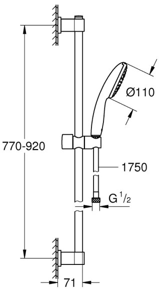 GROHE 26953001 - VITALIO START 110 900 mm zuhanyszett, fényes króm