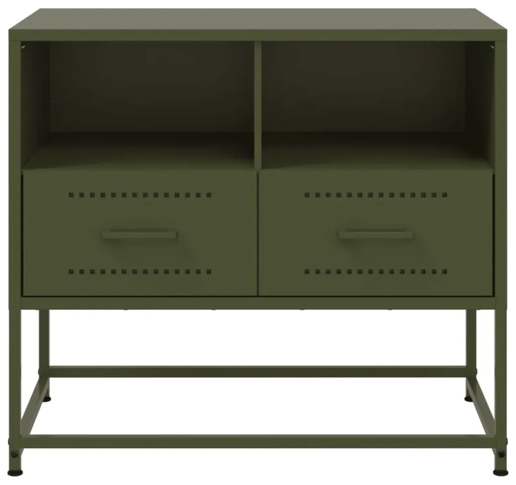 olívazöld acél TV-szekrény 68 x 39 x 60,5 cm